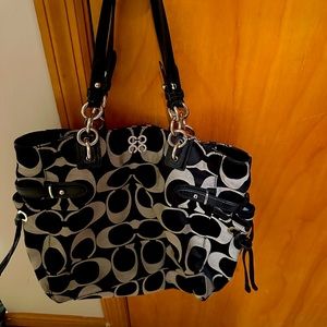 Black and grey coach purse
